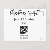 Weihnachtsgeist Ehepaar Name QR Scan Datum Postkarte (Rückseite)
