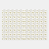 Weihnachtsgeist - goldene Sterne, Weihnachtsbäume Geschenkpapier Set (Vorderseite 3)