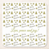 Weihnachtsgeist - goldene Sterne, Weihnachtsbäume Rechteckiger Pappuntersetzer (Vorderseite)