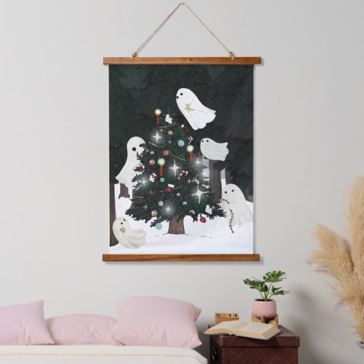 Weihnachtsgeist Wandteppich Mit Holzrahmen (Schlafzimmer)