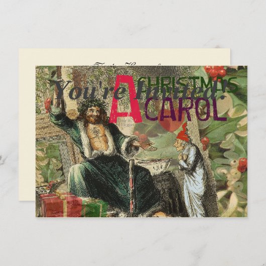 Weihnachtsgeister Gegenwart Illustration Scrooge Einladung (Vorne/Hinten)