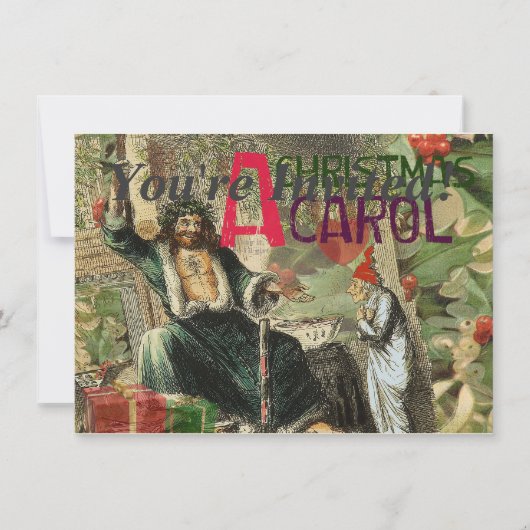 Weihnachtsgeister Gegenwart Illustration Scrooge Einladung (Vorderseite)