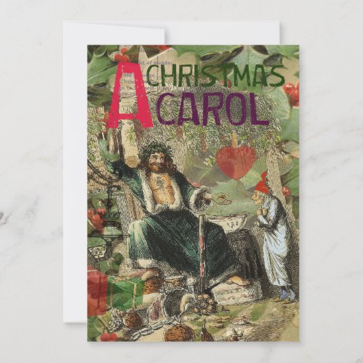 Weihnachtsgeister Gegenwart Illustration Scrooge Einladung (Rückseite)