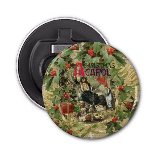 Weihnachtsgeister Gegenwart Illustration Scrooge Flaschenöffner (Vorderseite)