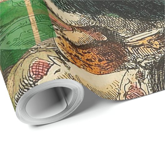 Weihnachtsgeister Gegenwart Illustration Scrooge Geschenkpapier (Rolleneckpunkt)