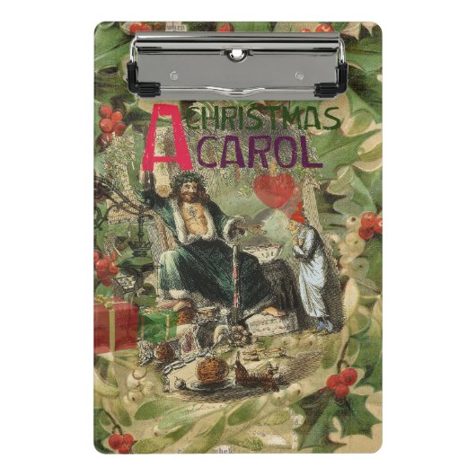 Weihnachtsgeister Gegenwart Illustration Scrooge Mini Klemmbrett (Vorderseite)