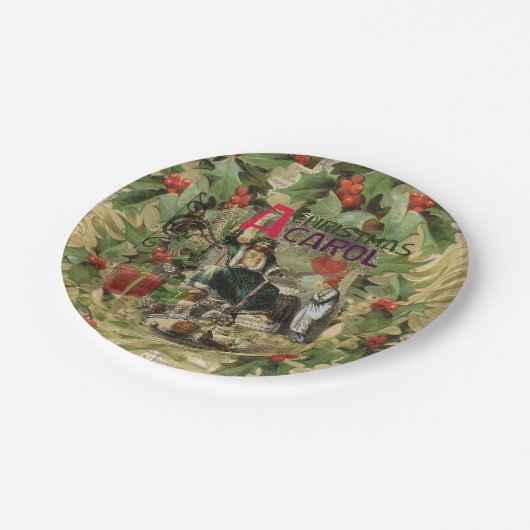 Weihnachtsgeister Gegenwart Illustration Scrooge Pappteller (Schrägansicht)