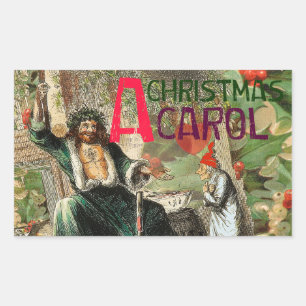 Weihnachtsgeister Gegenwart Illustration Scrooge Rechteckiger Aufkleber