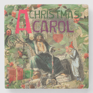 Weihnachtsgeister Gegenwart Illustration Scrooge Steinuntersetzer