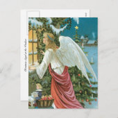 Weihnachtsgel am Fenster Feiertagspostkarte (Vorne/Hinten)