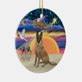 Weihnachtsgel - Belgisches Malinois Keramikornament (Rechts)