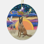 Weihnachtsgel - Belgisches Malinois Keramikornament (Links)