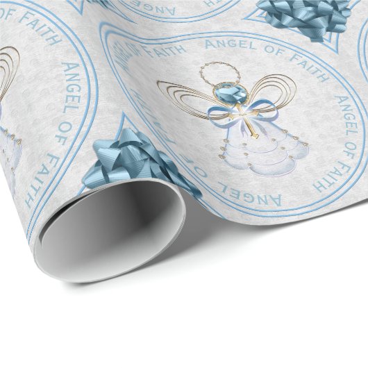 Weihnachtsgel des Glaubens Blue & Gold Filigree Geschenkpapier (Rolleneckpunkt)