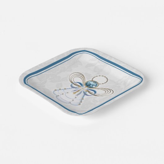 Weihnachtsgel des Glaubens Elegantes Blaues Gold Pappteller (Gewinkelt)