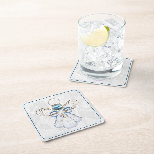 Weihnachtsgel des Glaubens Elegantes Blaues Gold Rechteckiger Pappuntersetzer (Vor Ort)