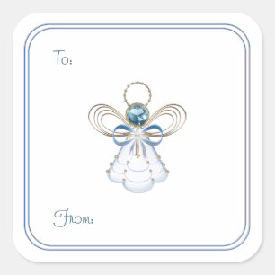 Weihnachtsgel - Geschenkanhänger auf Stickern Quadratischer Aufkleber