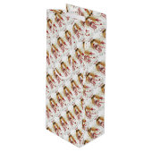 Weihnachtsgel Geschenktüte Für Weinflaschen (Vorderseite Schrägansicht)