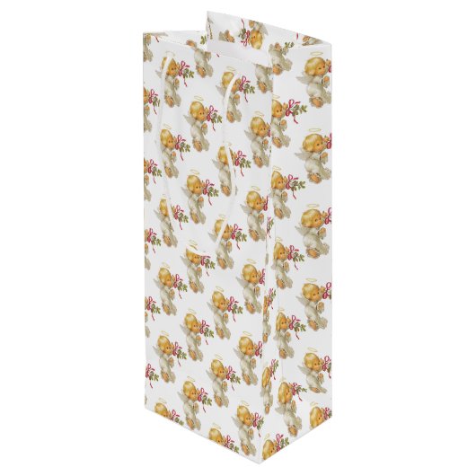 Weihnachtsgel Geschenktüte Für Weinflaschen (Rückseite Schrägansicht)