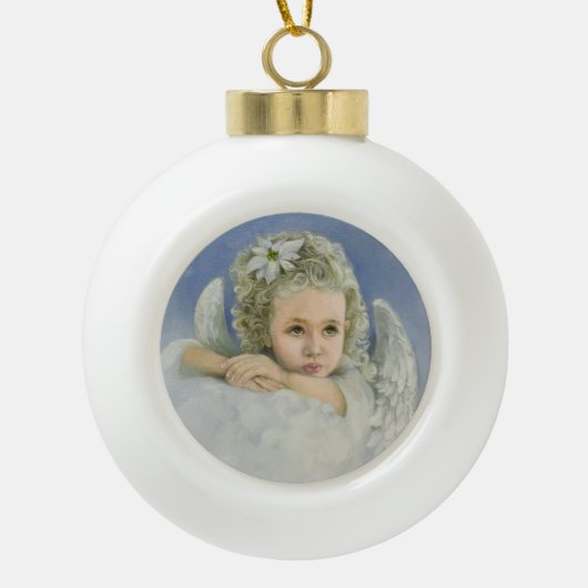 Weihnachtsgel Keramik Kugel-Ornament (Vorderseite)