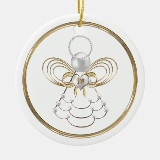 Weihnachtsgel Keramik Ornament (Vorne)