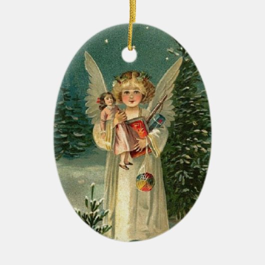 Weihnachtsgel Keramik Ornament (Vorne)