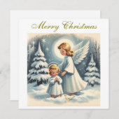 Weihnachtsgel, Kind und Vogel Feiertagskarte (Vorne/Hinten)
