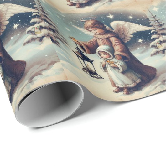 Weihnachtsgel , Kind und Vögel Geschenkpapier (Rolleneckpunkt)