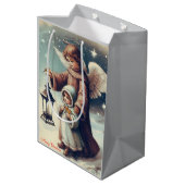 Weihnachtsgel , Kind und Vögel Mittlere Geschenktüte (Rückseite Schrägansicht)