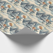 Weihnachtsgel, Kind, Vogelscheußpapier Geschenkpapier (Ecke)