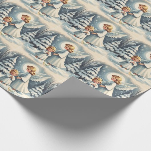 Weihnachtsgel, Kind, Vogelscheußpapier Geschenkpapier (Ecke)