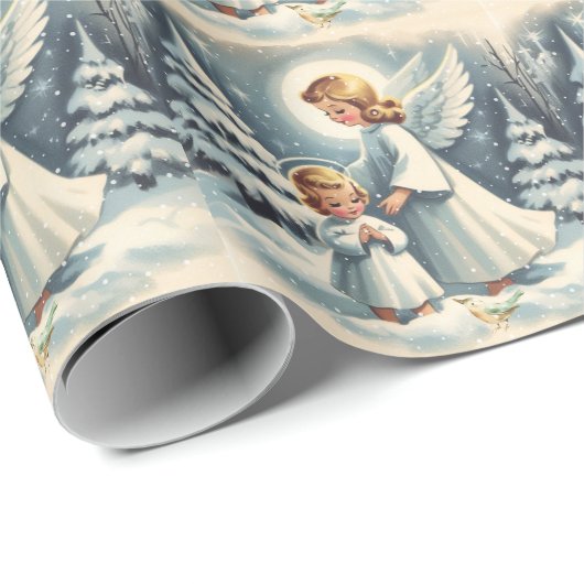 Weihnachtsgel, Kind, Vogelscheußpapier Geschenkpapier (Rolleneckpunkt)