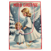 Weihnachtsgel, Kind, Vogelscheußpapier Mittlere Geschenktüte (Rückseite)