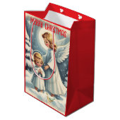 Weihnachtsgel, Kind, Vogelscheußpapier Mittlere Geschenktüte (Rückseite Schrägansicht)