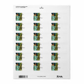 Weihnachtsgel mit Baumgeschenk-Tag Adressaufkleber (Vorne)