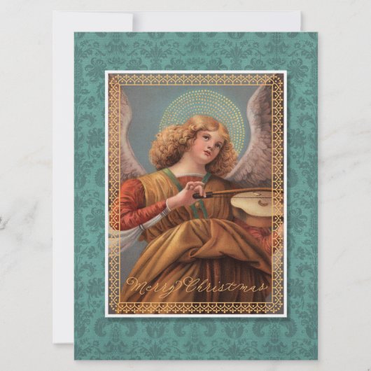 Weihnachtsgel mit Geige Einladung (Vorderseite)