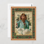 Weihnachtsgel mit Geige Postkarte (Vorne/Hinten)