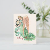 Weihnachtsgel mit Harfe Feiertagspostkarte (Stehend Vorderseite)