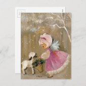 Weihnachtsgel mit Lamm Feiertagspostkarte (Vorne/Hinten)