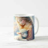 Weihnachtsgel mit Lamm im Winter Frieden Kaffeetasse (VorderseiteRechts)