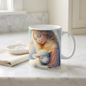 Weihnachtsgel mit Lamm im Winter Frieden Kaffeetasse