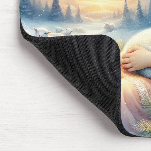 Weihnachtsgel mit Lamm im Winter Frieden Mousepad (Ecke)