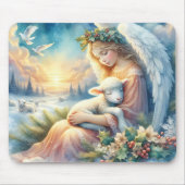 Weihnachtsgel mit Lamm im Winter Frieden Mousepad (Vorne)