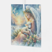 Weihnachtsgel mit Lamm im Winter Frieden Ornament Aus Glas (Vorderseite links)