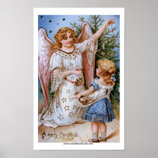 Weihnachtsgel mit Viktorianischem Mädchen Poster
