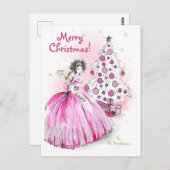 Weihnachtsgel mit Weihnachtsbaum Postkarte (Vorne/Hinten)