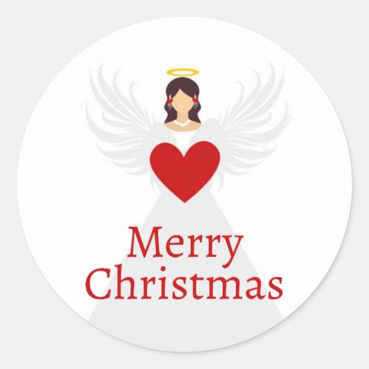 Weihnachtsgel Modernes Rotes Weiß Elegante Flüge Runder Aufkleber (Vorderseite)