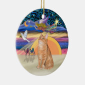 Weihnachtsgel - Orangefarbene Katze 40 Keramik Ornament (Rechts)