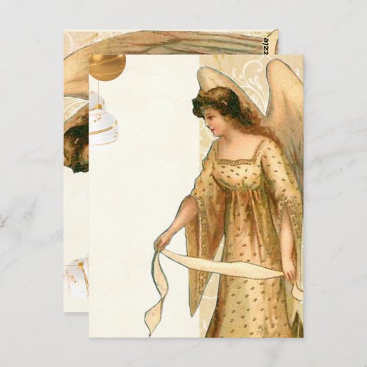 Weihnachtsgel & Ornamente Postkarte (Vorne/Hinten)