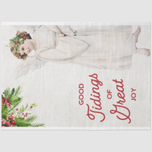Weihnachtsgel und Holly Decoupage Seidenpapier