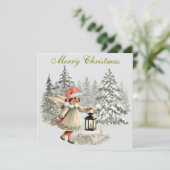 Weihnachtsgel und Kaninchen Karte (Stehend Vorderseite)